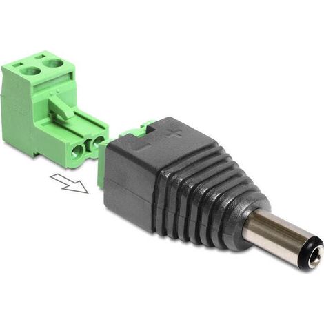 DeLOCK 65422 cambiador de género para cable DC 2.1 x 5.5 mm 2p Negro, Verde (1/2)