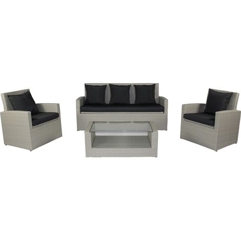 PVC-CONFORT - Salotto da giardino 5 posti in resina intrecciata  - DCB GARDEN