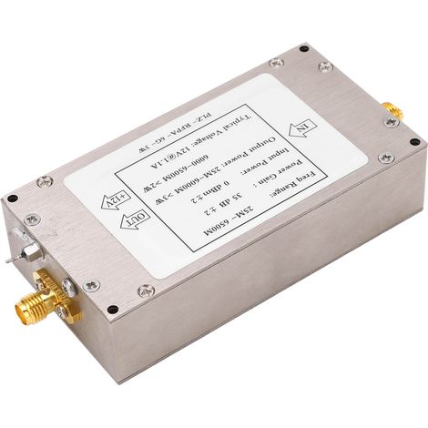 Module amplificateur RF 12V 25M‑6500MHz, source signal large bande 3W, gain élevé, faible ondulation, ampli de puissance haute fréquence. (1/5)