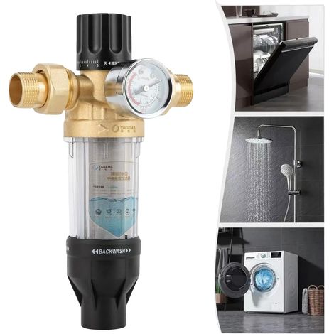 Filtre à eau, Précision de filtration de 40μm, Système pour toute la maison, Nettoyage par siphon, Type en maille en acier inoxydable, Matériau en laiton durable (1/5)