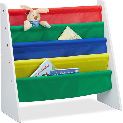 Étagère de rangement pour enfant en MDF avec 4 compartiments en tissu Multicolore (1/5)