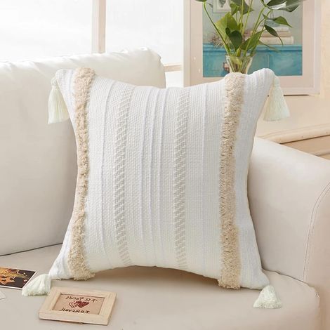 Fodere per cuscini moderne - Semplici e geometriche - Lavorate a maglia - Decorative - Beige - Per divano e soggiorno (1/5)