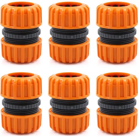 Lot de 6 raccords de tuyau d arrosage Kit de réparation pour tuyau d arrosage 19 mm 3 4 pouces Jaune (1/4)