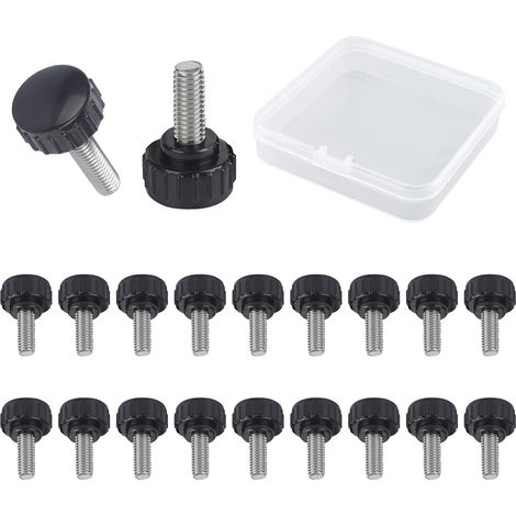 Viti a testa zigrinata filettate M3 x 8 mm in acciaio con custodia (confezione da 20), grandi (1/5)