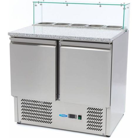 Réfrigérateur à Pizza - 90 cm - 2 Portes - 5 x GN 1/6 - Couv. Verre - Maxima