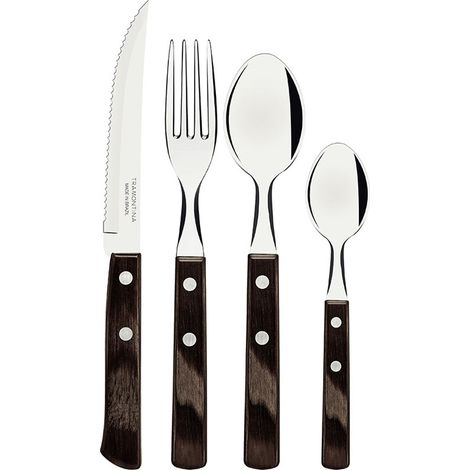 24-teiliges Polywood-Besteck-Set, Kastanie tramontina