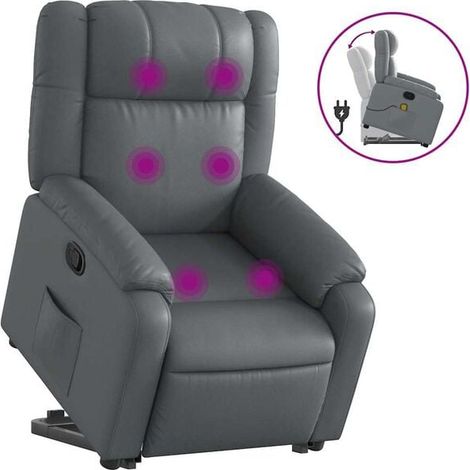Chaise longue de massage en similicuir gris – Lit de relaxation ergonomique avec dossier inclinable et repose-pieds réglable – Idéal pour salon, spa ou bureau (1/5)