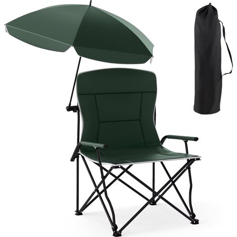 Chaise de pêche avec pare-soleil, auvent réglable à 360°, chaise de jardin, chaise portable, pliable, chaise de plage, idéale pour le camping et les patios