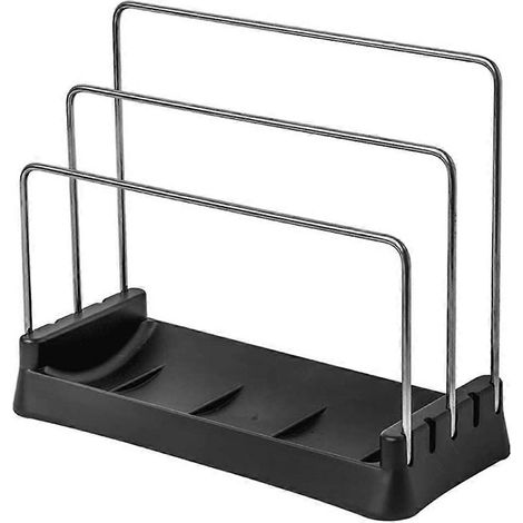 Porte-planches à découper, étagère de rangement pour placards, porte-ustensiles de cuisine noir (1/5)