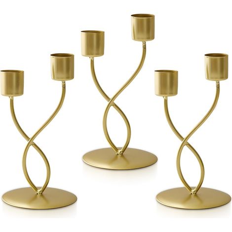 3-teiliges Set gebogener Kerzenhalter für die Tischdekoration, goldene Kerzenständer, romantische Tischdekoration für Zuhause und Wohnzimmer (1/5)