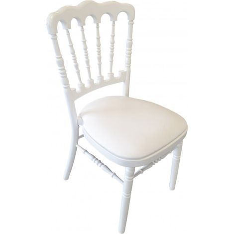 Chaise Napoléon bois blanche avec galette - lot de 4 - Prodirest (1/2)
