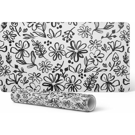 Alfombrilla de escritorio con dise帽o floral para teclado y accesorios, 90x45 cm.