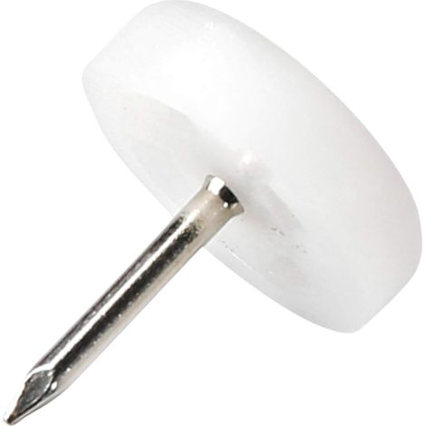 4 x Patins glisseurs en Plastique avec Clou/Blancs/Ø 18 mm/Rond/Pieds glisseurs en Plastique à Clou pour Meubles (1/3)