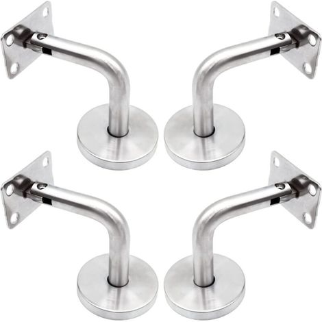 Staffe per corrimano a parete in acciaio inox lucidato, supporto per scale con copertura di base, staffe a muro per pareti interne, loft, barre di supporto per corridoi, 4 pezzi