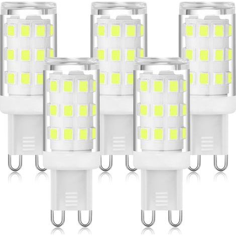 Ampoule LED G9 6000K Blanc froid 5W, LED à douille G9 à deux broches, ampoules G9 à économie d\'énergie pour lustre, pas de scintillement, non dimmable, 5 paquets。 (1/5)