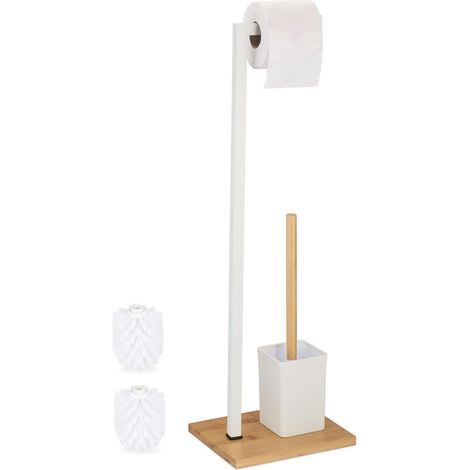 Serviteur WC, Support Non Fixe, Brosse avec Porte-Brosse, Acier Inoxydable (1/5)