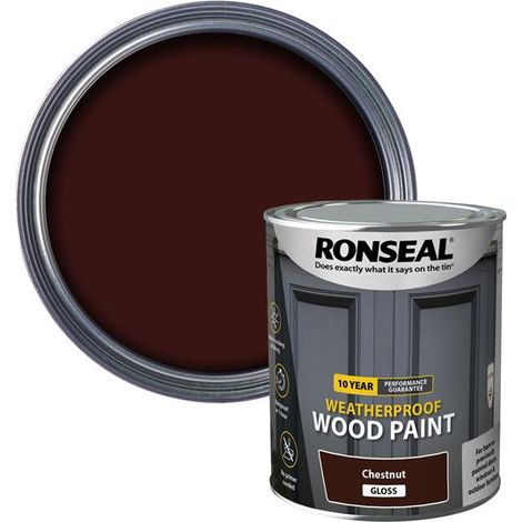 Ronseal 38775 10 Year Weatherproof Wood Paint Chestnut Gloss 750ml RSL38775