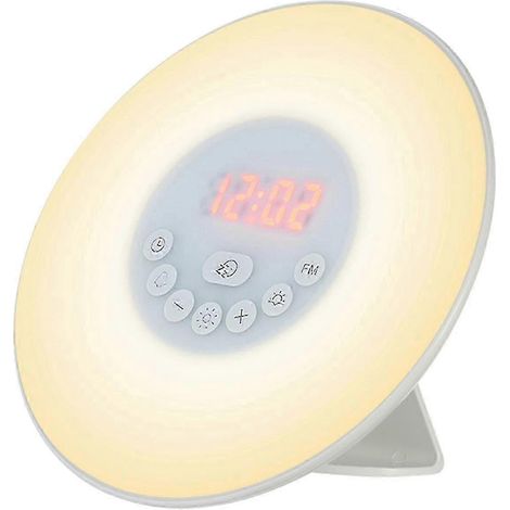 Réveil avec simulation de lever/coucher de soleil, horloge numérique, radio FM, éclairage 7 couleurs, lumière naturelle, interface USB (1/5)