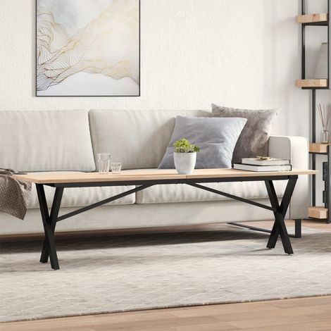 Couchtisch X-Gestell 160x40x45 cm Massivholz Kiefer & Stahl