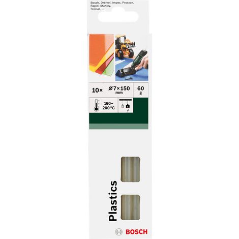 Bosch Accessories Plastics Stick colla a caldo 7 mm 150 mm Trasparente 60 g 10 pz. (1/2)