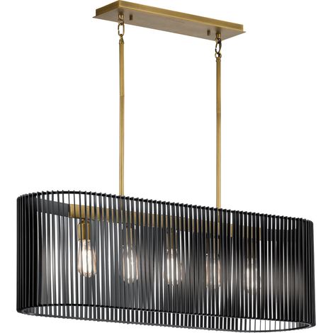 Elstead Kichler Linara Plafoniera a sospensione con struttura in filo nero e ottone naturale (1/5)