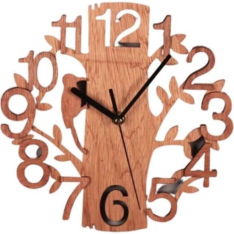Horloge murale - SURENHAP - Bois - Silencieuse - Classique - 23x23x4cm (1/4)