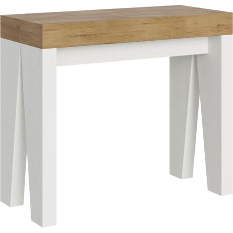 Consolle allungabile 90x40/300 cm Naxy Mix piano quercia natura - struttura bianco frassino (1/5)
