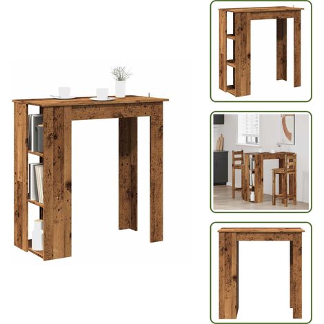 Bartisch mit Regal Altholz-Optik 102x50x103,5 cm Holzwerkstoff - Bartisch - Bartische - Party Tisch - Bistrotisch (1/5)