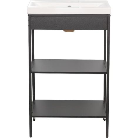 Lorin Badmöbelset Waschschrank mit Waschbecken schwarz.