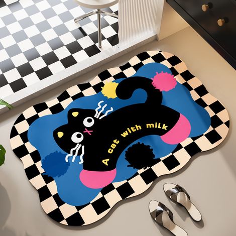 Paillasson de salle de bain, tapis de sol antidérapant à motif animal de dessin animé absorbant, tapis de toilette dopaminergique, 40 × 60 cm (1/5)