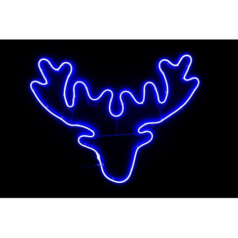 Stag Head Rope Light Silhouette-blue 46 x 65cm (1/5)