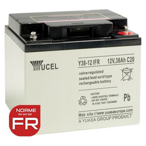 Batterie plomb - YUASA / YUCEL / YUVOLT - 12V - 38.0Ah  - Y38-12FR - AGM