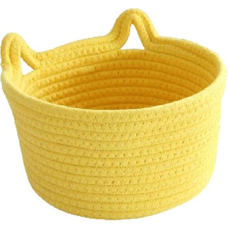 Panier De Rangement - En Corde De Coton - Avec Poignées En Forme De Têtes De Chat - Pour Jouets Animaux Ou Objets Personnels - 1 Pièce (1/5)