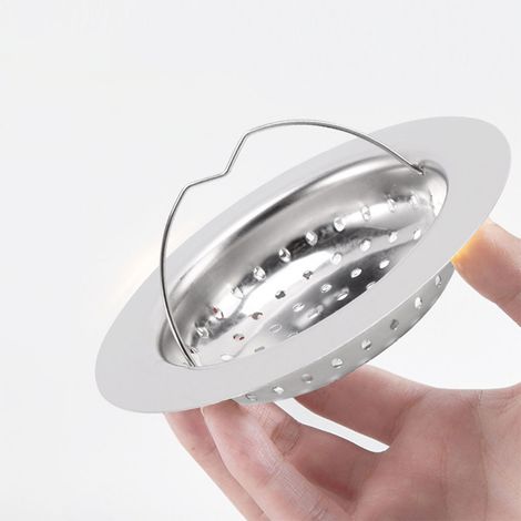 Filtre de cuisine avec poignée, passoire d'évier en acier inoxydable avec poignée, grille de plateau de cuisine, diamètre 110 mm. Facile à nettoyer.