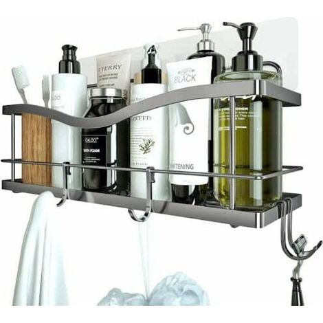 Shower Storage Shelf - Black Wall Mounted Shower & Bath Storage Shelf (1/4)