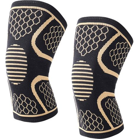 Lot de 2 genouillères anti-affaissement respirantes et absorbant les chocs, idéales pour la course à pied, la randonnée, le basketball et le volleyball. (1/5)