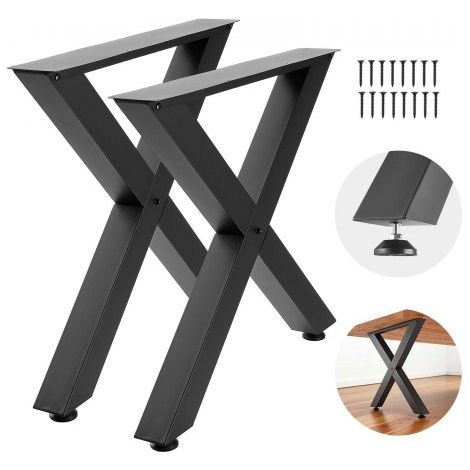 Tischkufen 2er-Set 790x750 mm, X-Förmige Tischuntergestell 1000 kg, Tischbeine Kohlenstoffstahl, Möbelfüße, Tischgestell, Tischfüße für Schreibtische, Couchtische, Esstische, Schwarz (1/5)