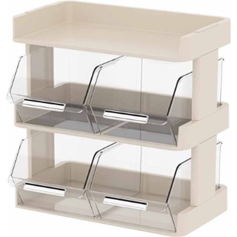 Organisateur de sachets de thé, de bar ou de bureau, support de rangement pour sachets de thé et capsules de café, multi-niveaux, blanc crème, 3 niveaux, 30 x 17 x 29,5 cm (1/5)