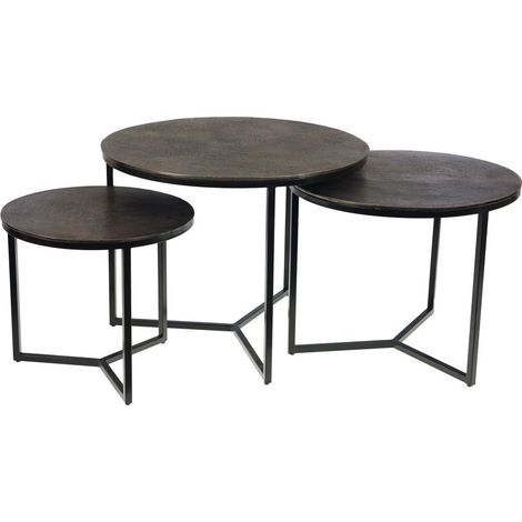 Amadeus - Lot de 3 tables basses rondes en aluminium Ø40 cm