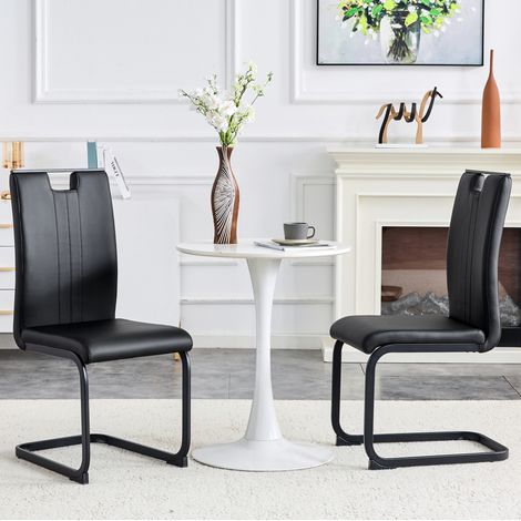 Sedia da sala da pranzo 52x40x99 cm in PU nero, set da 2, stile moderno per soggiorno FloraGrace (1/5)