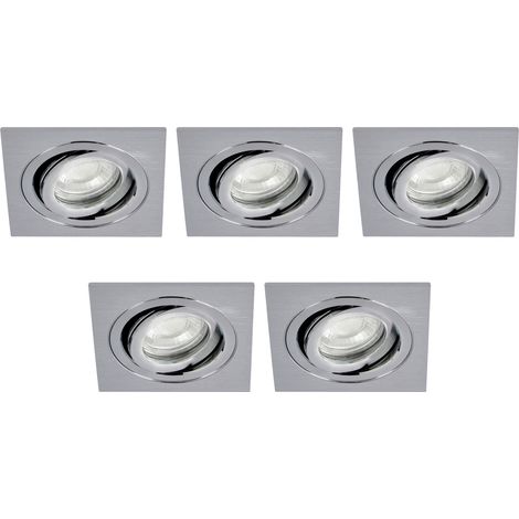 Litecraft Recessed Downlights Tiltable Circular Spotlights in Satin Nickel - 5 Pack (1/5)