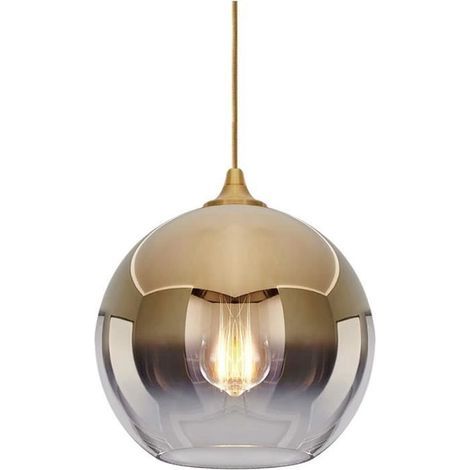 20 cm große Glas-Pendelleuchte – Oberfläche aus poliertem Messing – Moderner skandinavischer Stil – E27-Fassung für LED-Leuchtmittel bis 60 W (1/4)