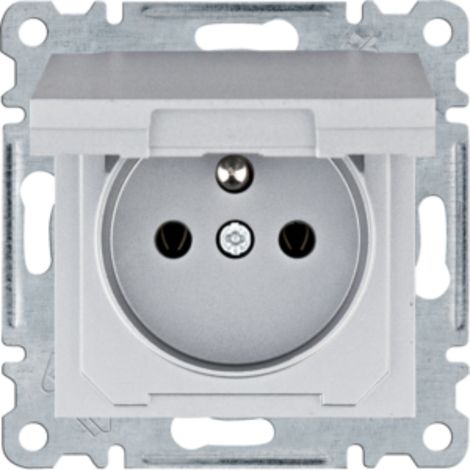 Enchufe Lumina con toma de tierra y tapa, 16 A/250 V CA, color plata, WL1122