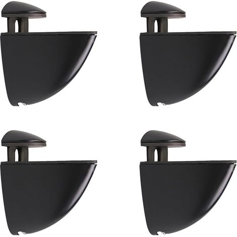 Lot de 4 supports d'étagères réglables en verre pour étagères en verre, convient pour vitrines, ouverture et fermeture en verre (noir) (1/5)