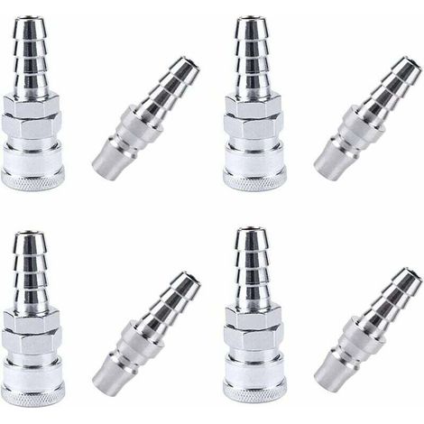8 Stück Luftschlauch-Kompressor-Armaturen, SH20 + PH20 Luftschlauch-Schnellkupplungen, Luftschlauch-Kompressor-Armaturen, für 9-mm-Schlauch-- (1/4)
