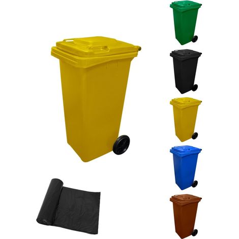 Contenedor de Basura Reciclables de Colores con Ruedas y Mango Antideslizantes 120L, 240L, 360L, 800L y 1100L