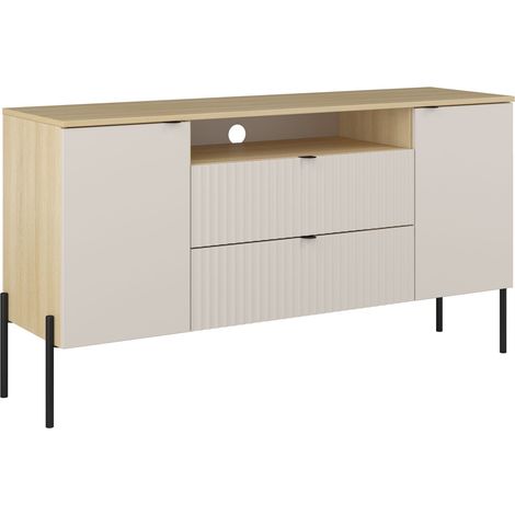 Cómoda Levtenu 115, Roble + Cachemira, Con cajones y puertas, Número de cajones: 0, 75x140x40cm (1/5)