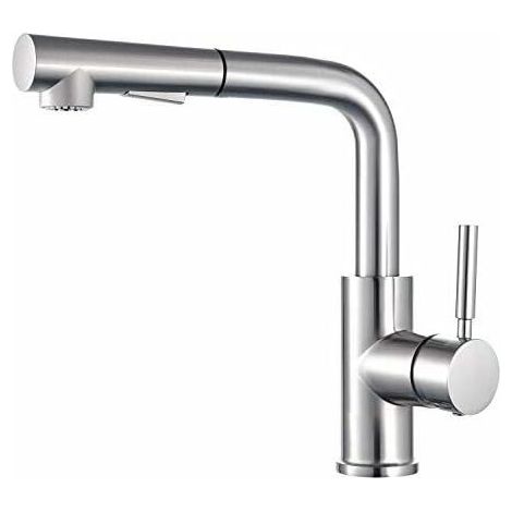 Kitchen Faucet, Kitchen Faucet Sprayer, Pull Out Single Lever, 360° Swivel, Kitchen Faucet, Brushed Brass