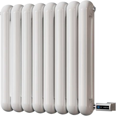 Sherwood - White Round Top Column Electric Radiator H600mm x W576mm 2 Column 300w Thermostatic WIFI