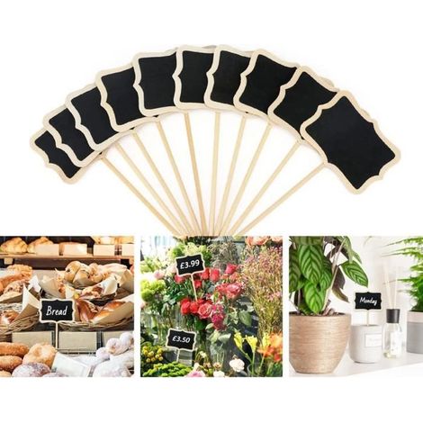 20 pcs Étiquettes pour Plantes Étiquettes Potager Etiquettes à Planter Mini Tableau en Bois Noir Jardin Étiquettes,Polygone (1/4)